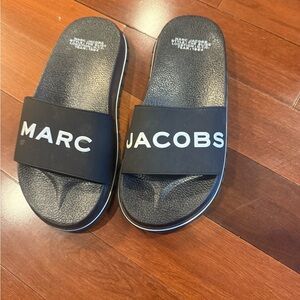Marc Jacobs Black Slides with White Logo